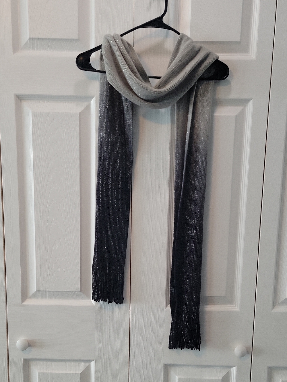 Cejon Metallic Ombre Knit Scarf - Silver to Black